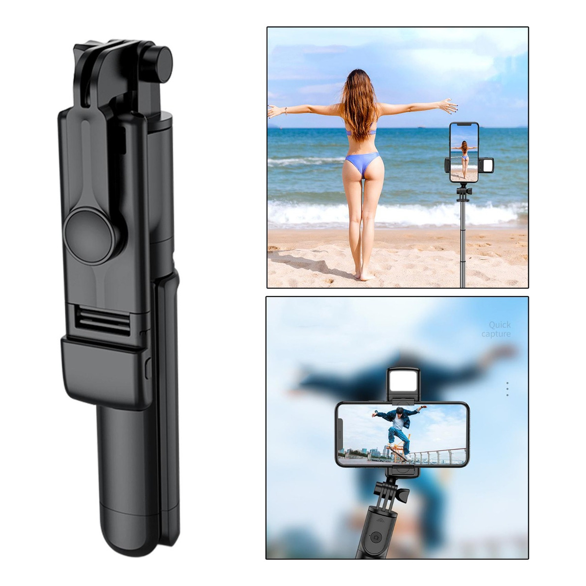 Palo Selfie 360° Con Tripode Soporte Celular Control Remoto - Imagen 2
