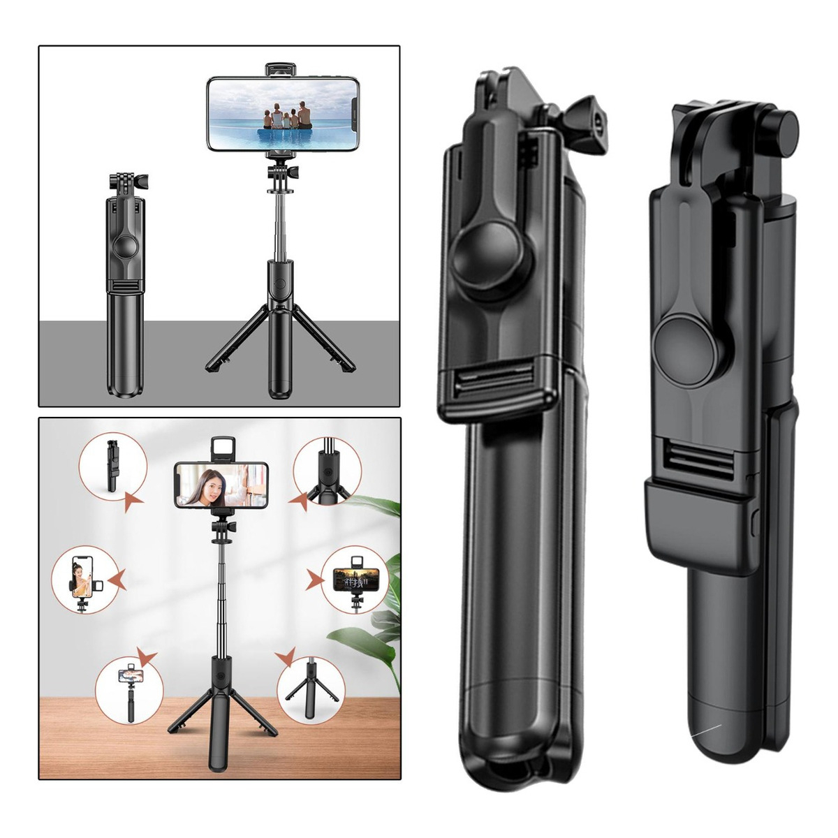 Palo Selfie 360° Con Tripode Soporte Celular Control Remoto - Imagen 3