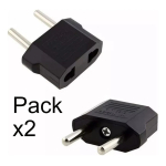 Pack X2 Adaptador Ficha Americana 2 Patas Chatas A Redondas - Imagen 2