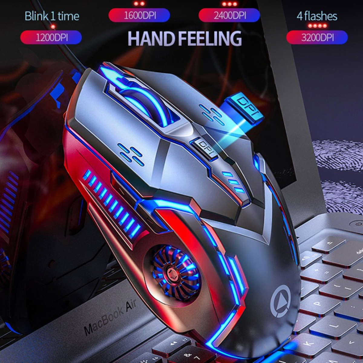 Mouse Gamer Ergonomico Con Luces Y 6 Botones - Imagen 3