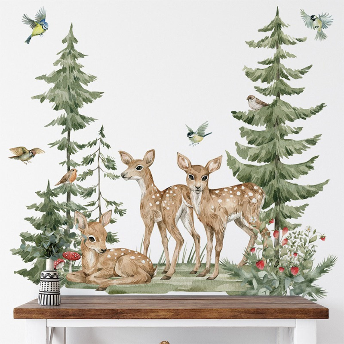 Vinilo Decorativo De Pared Ciervos En El Bosque - Imagen 6