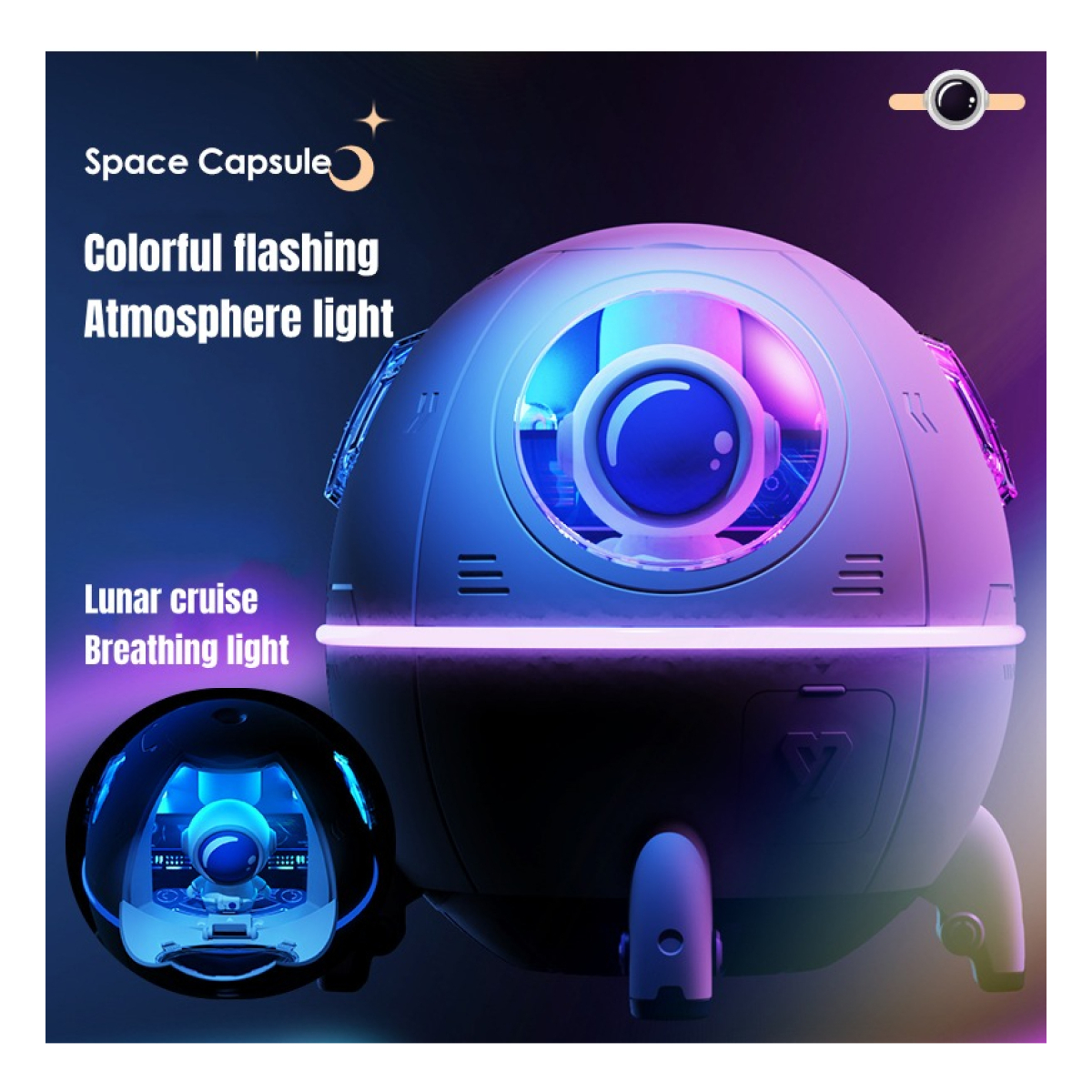 Humificador Difusor Aroma Vaporizador Usb Led Nave Espacial - Imagen 9