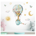 Vinilo Decorativo De Pared Jirafa Globo Aerostatico - Imagen 2