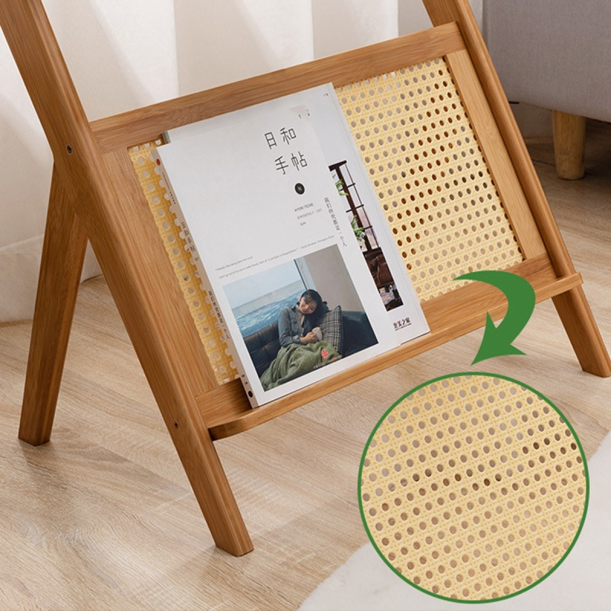 Mesa Auxiliar Con Apoya Libros Bamboo Vidrio Ideal Living - Imagen 3