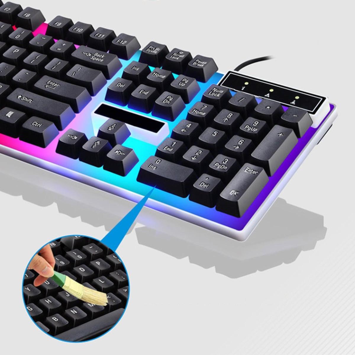 Teclado+mouse Gamer Silencioso Con Luces Rgb Usb - Imagen 3