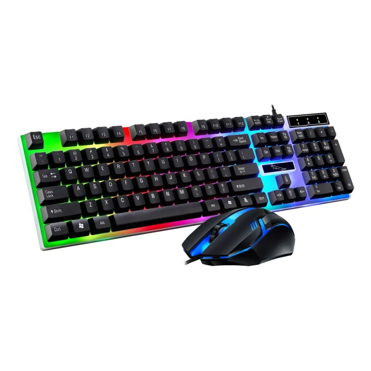 Teclado+mouse Gamer Silencioso Con Luces Rgb Usb - Imagen 1
