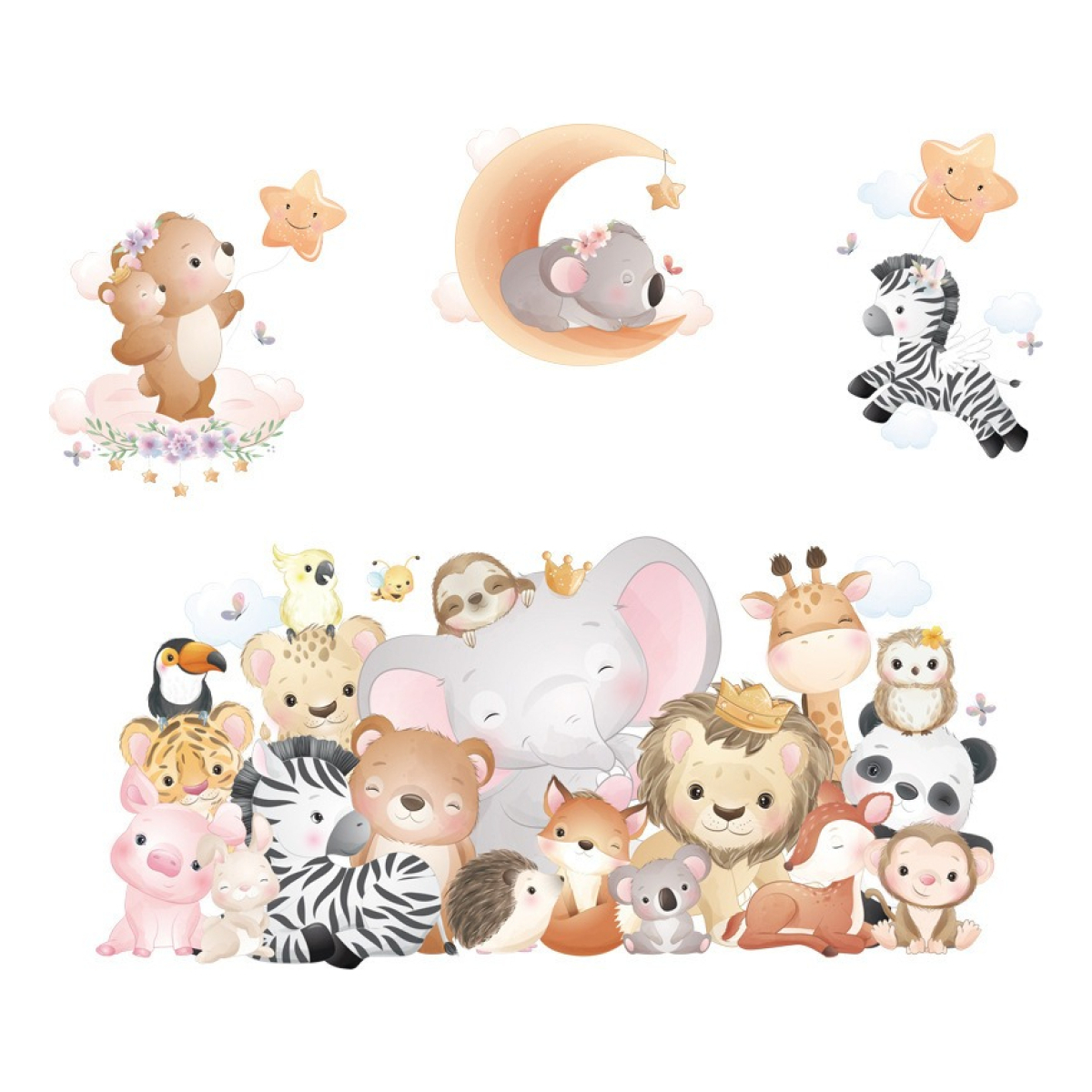 Vinilo Infantil Decorativo De Pared Animales - Imagen 1
