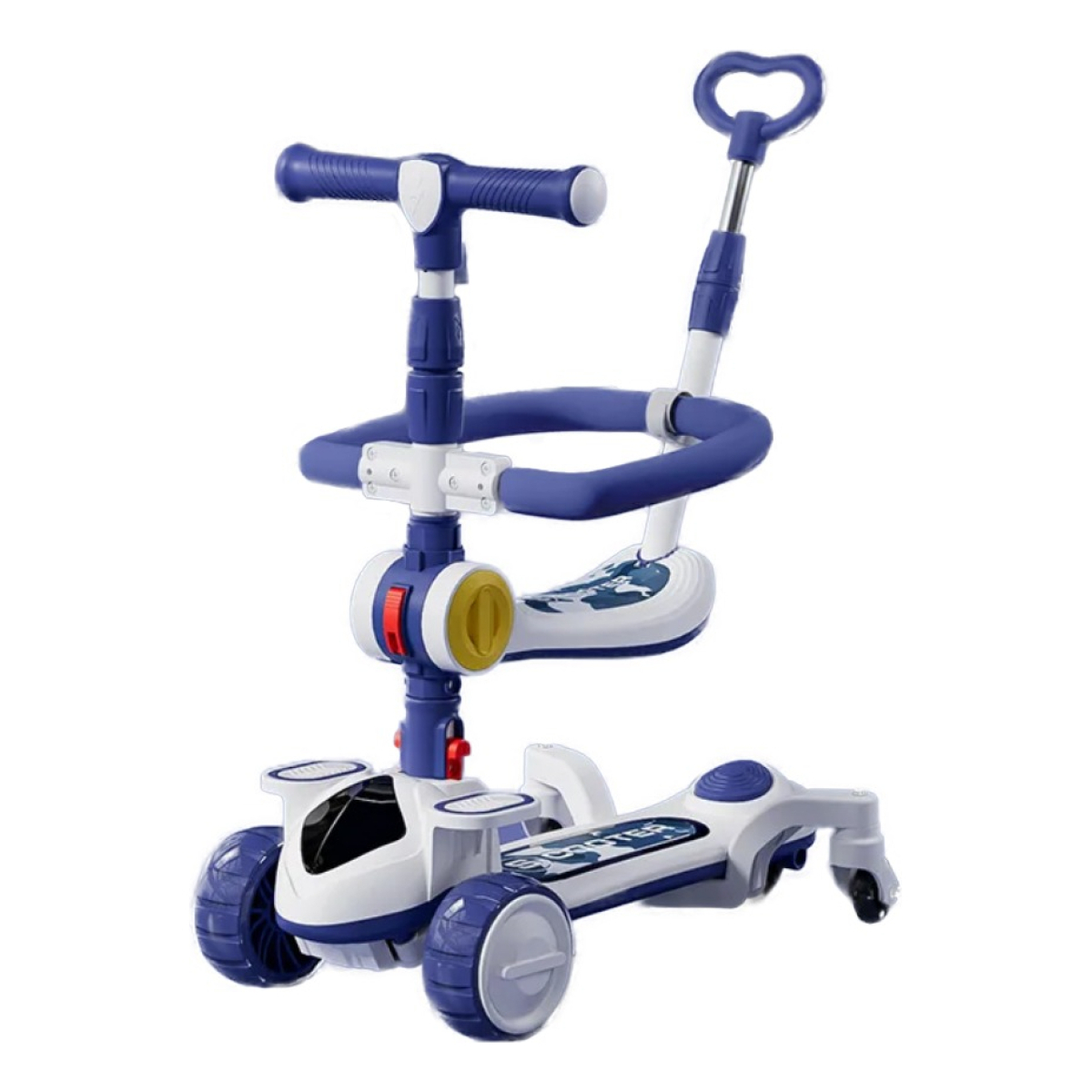 Monopatin Infantil 3en1 Plegable C/luces Y Palanca De Empuje - Imagen 1