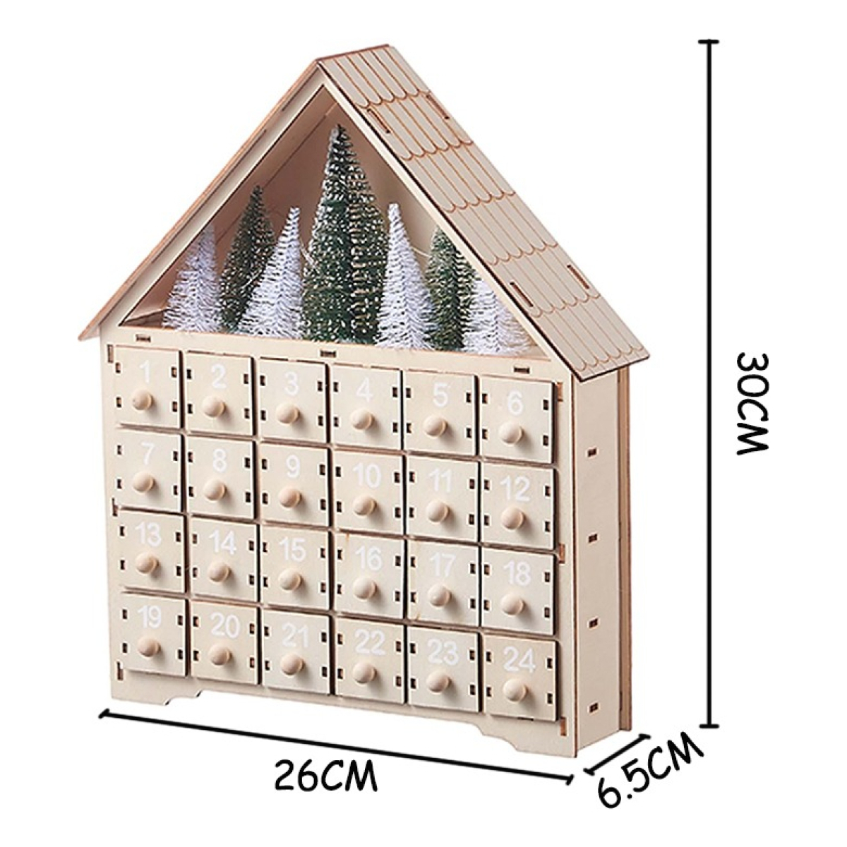 Calendario Adviento Navidad Grande Casita De Madera C/ Luces - Imagen 7