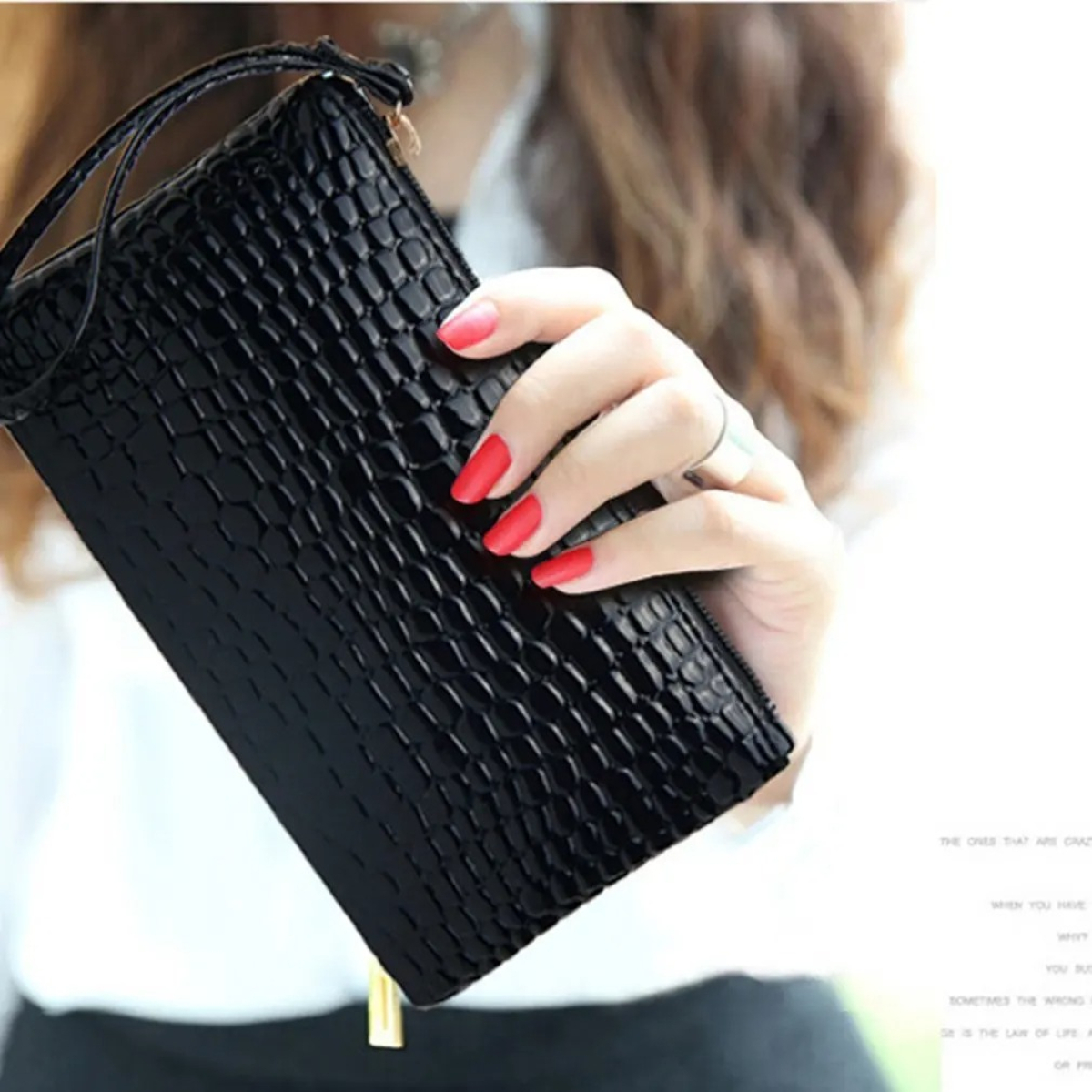 Neceser Mini Monedero Bolso De Mano Cocodrilo - Imagen 2