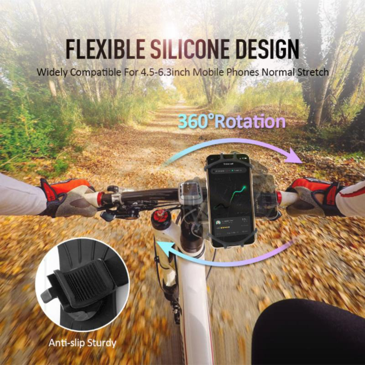 Soporte De Celular Silicona Ajustable Para Bicicleta Y Moto - Imagen 3