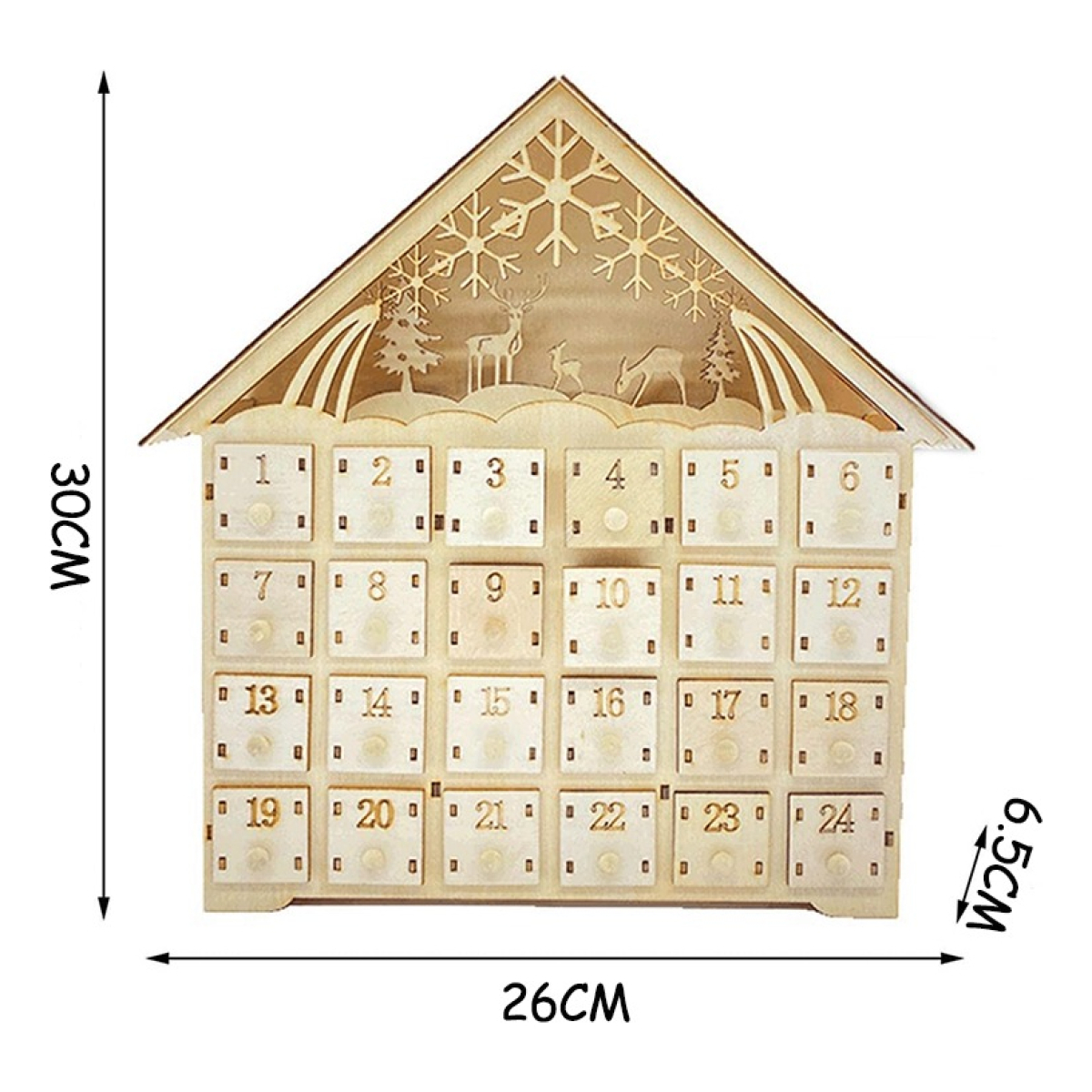 Calendario Adviento Navidad Grande Casita De Madera C/ Luces - Imagen 2
