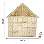 Calendario Adviento Navidad Grande Casita De Madera C/ Luces - Imagen 2