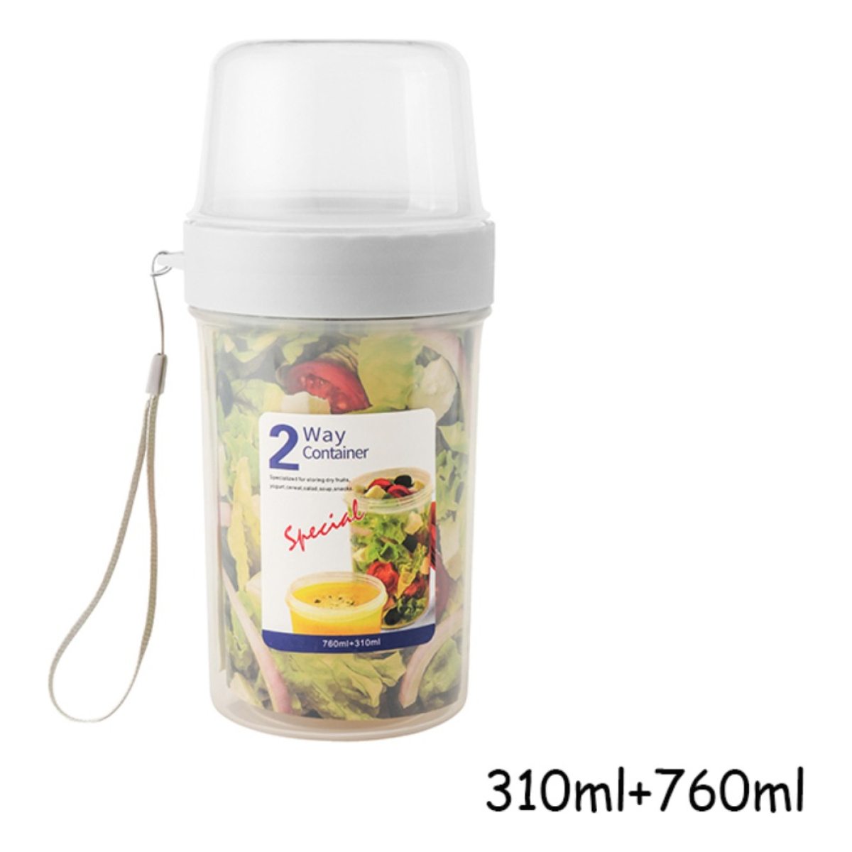Vaso Contenedor Recipiente Plástico Doble Grande 310ml+760ml - Imagen 7