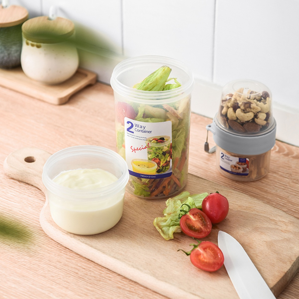 Vaso Contenedor Recipiente Plástico Doble Grande 310ml+760ml - Imagen 6