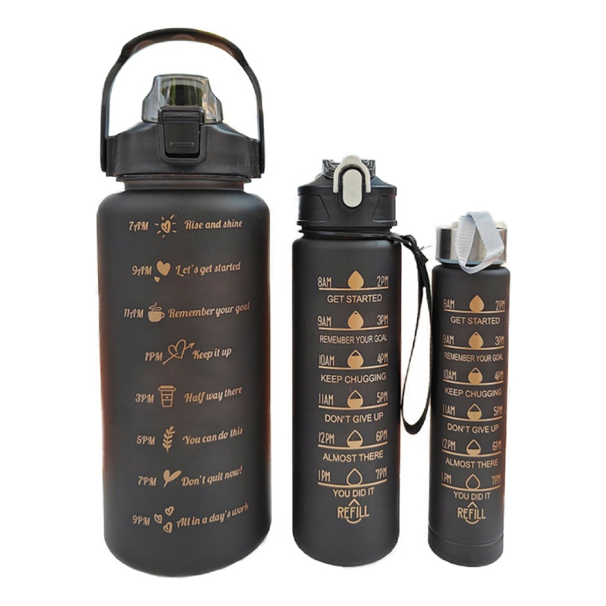 Pack x 3 Botella De Agua Motivacional Deportiva con frases - Imagen 1
