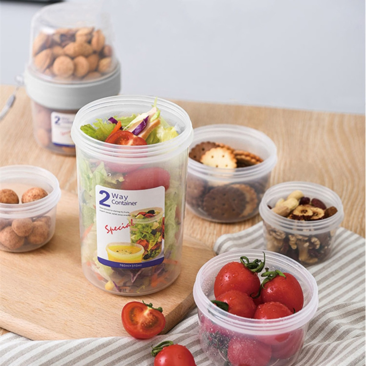 Vaso Contenedor Recipiente Plástico Doble Grande 310ml+760ml - Imagen 4