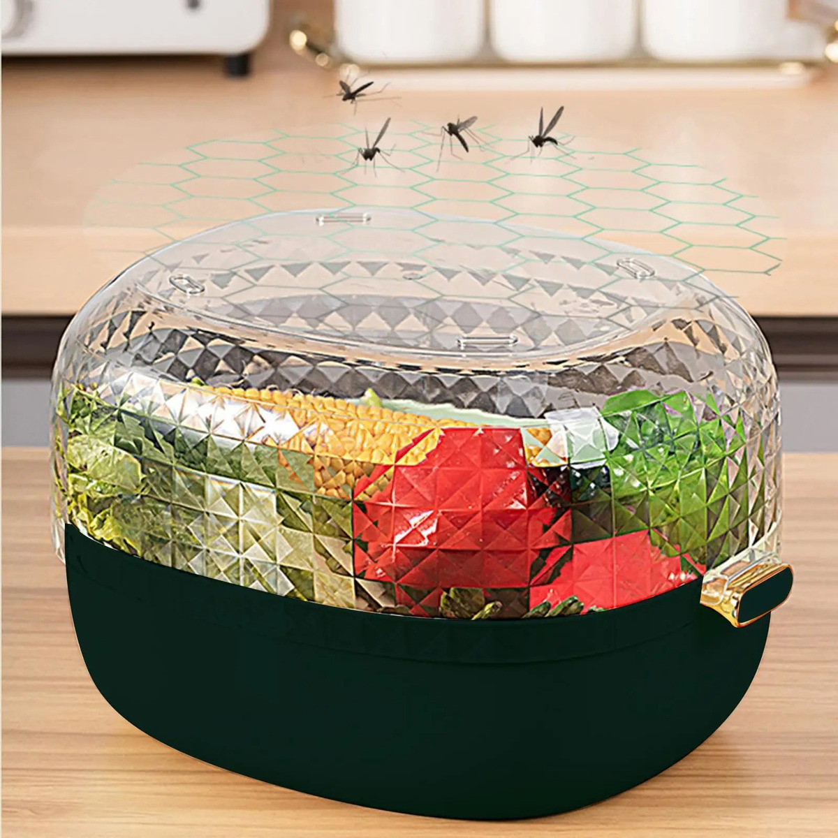 Colador Escurridor De Vegetales Doble Capa Anti Polvo - Imagen 2