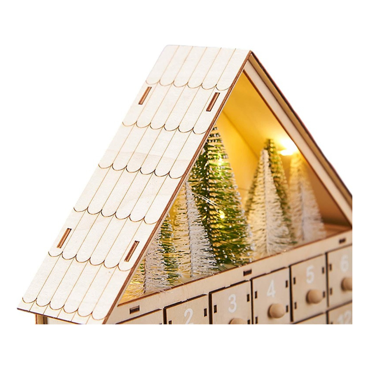 Calendario Adviento Navidad Grande Casita De Madera C/ Luces - Imagen 8