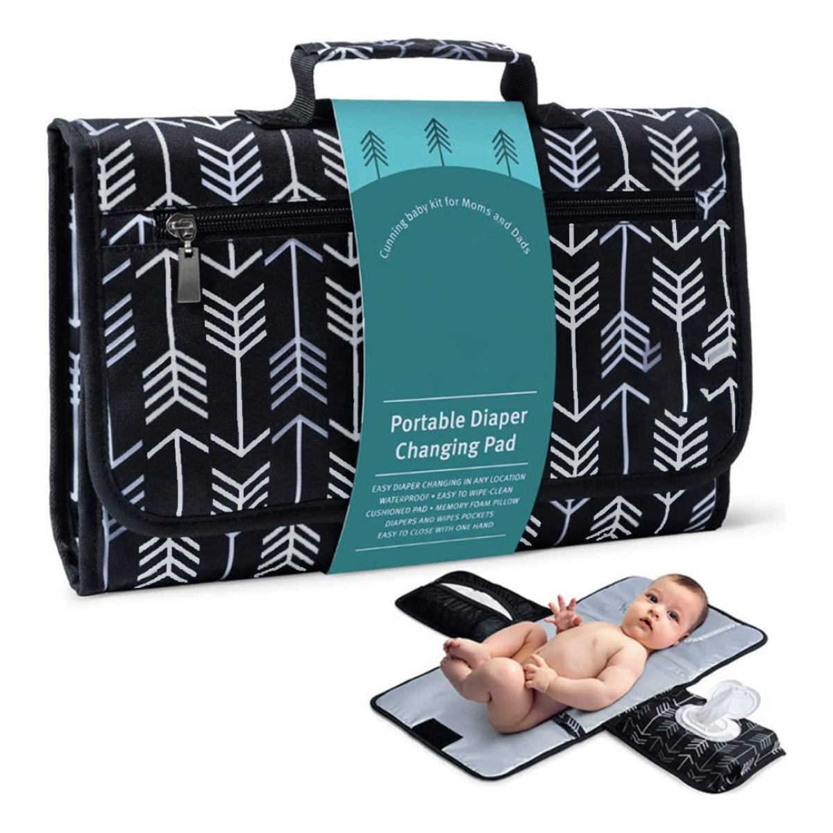 Cambiador Portatil Bebe Plegable Impermeable Porta Toallitas - Imagen 1
