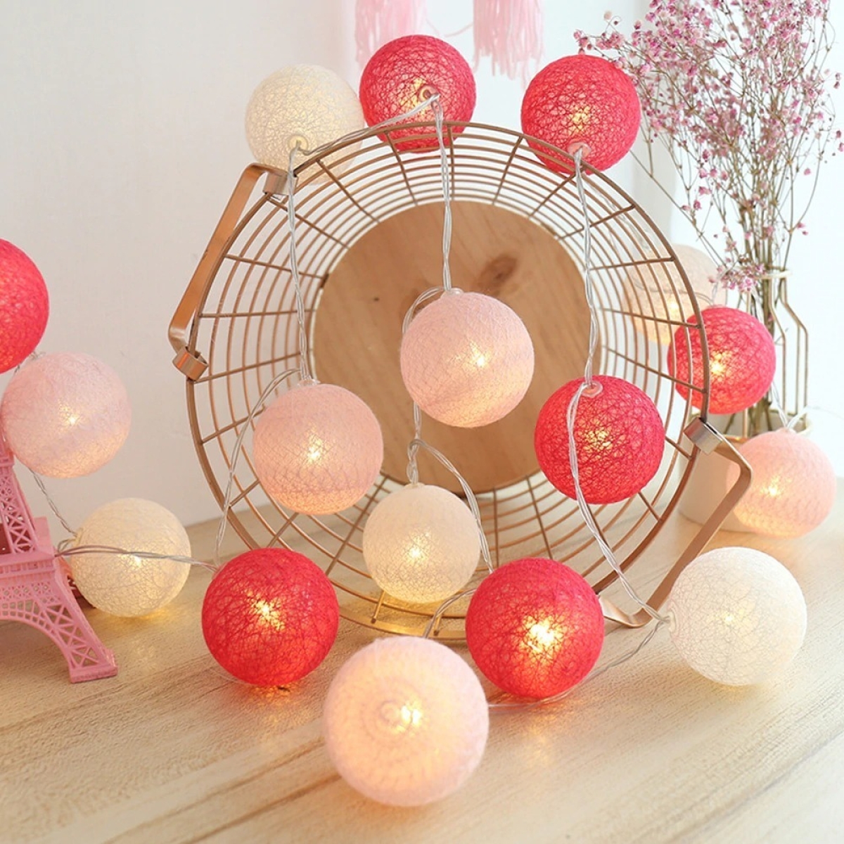 Guias Luces Cotton Ball Con Forma Esfera Led 3 Metros Guia - Imagen 10