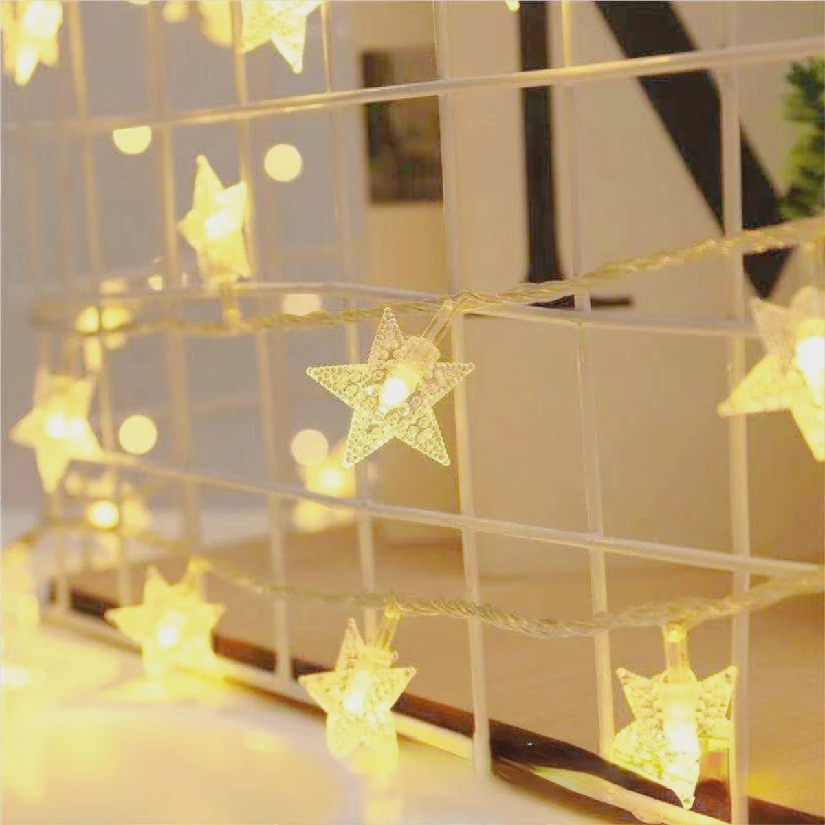 Guía De Luces Con 20 Estrellas Led Luz Blanca Navidad A Pila - Imagen 5
