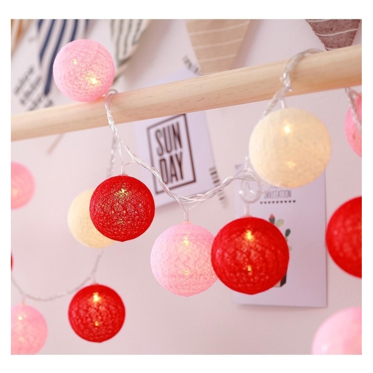 Guias Luces Cotton Ball Con Forma Esfera Led 3 Metros Guia - Imagen 8