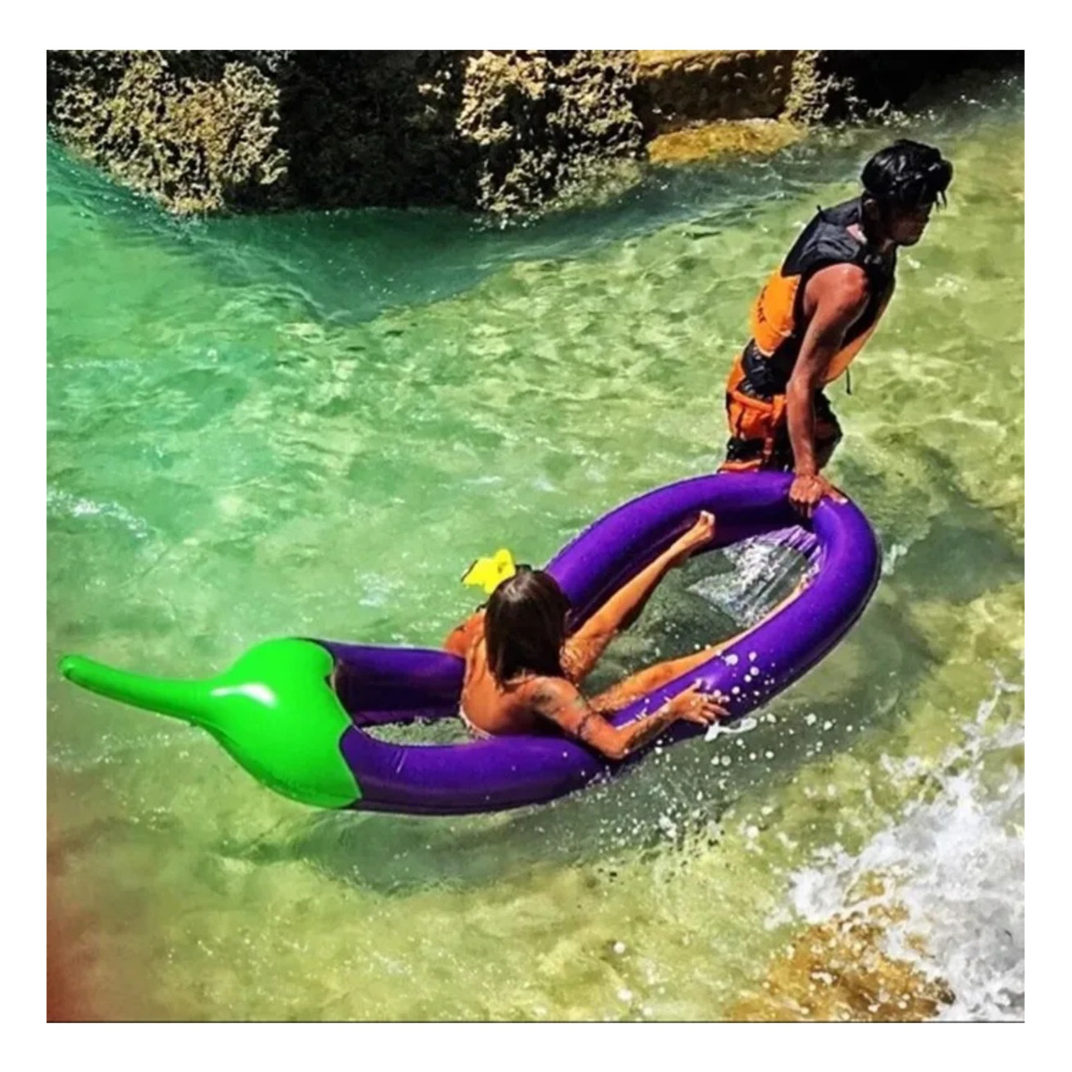 Inflable Piscina Flotador Con Malla Diseño Berenjena 190cm - Imagen 4