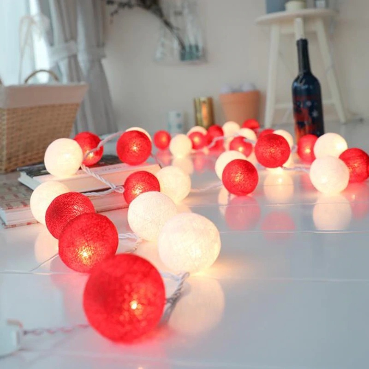 Guias Luces Cotton Ball Con Forma Esfera Led 3 Metros Guia - Imagen 27
