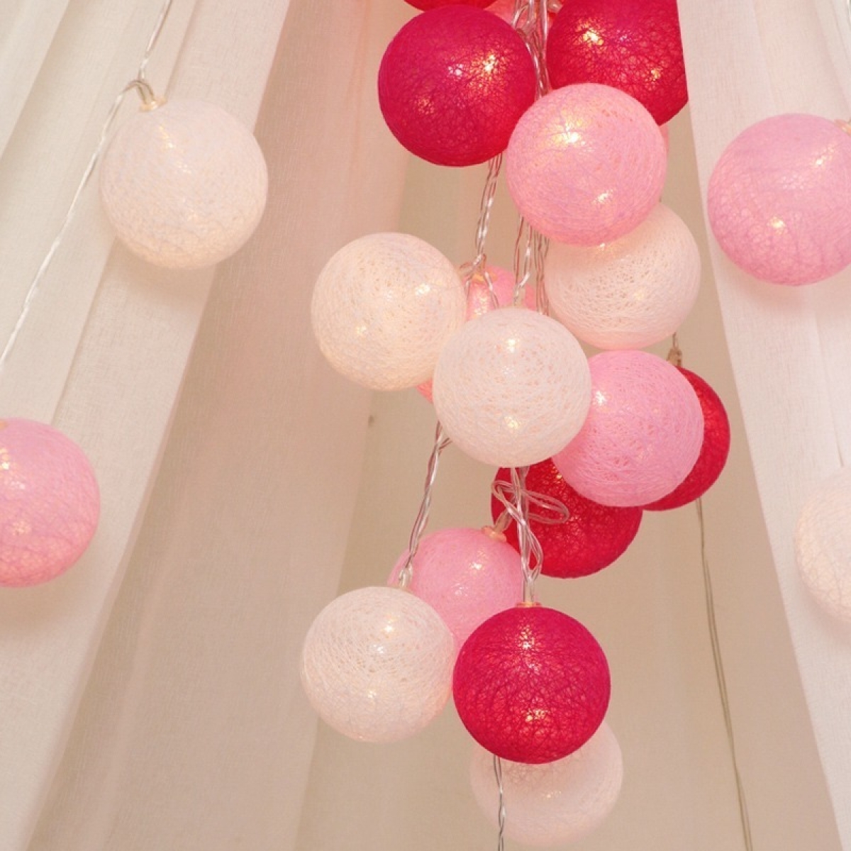 Guias Luces Cotton Ball Con Forma Esfera Led 3 Metros Guia - Imagen 9