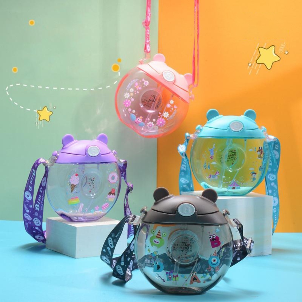 Botella De Agua Infantil Niños Cantimplora 450ml Con Correa - Imagen 12