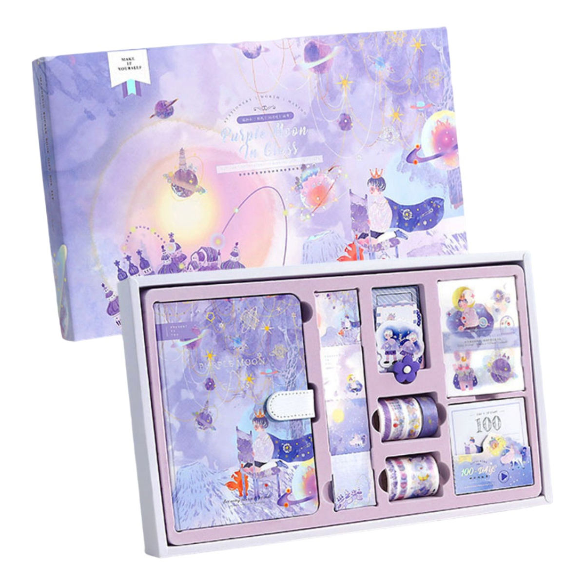 Set Cuaderno Diario Intimo + Stickers Reglas Cintas Y Más - Imagen 7