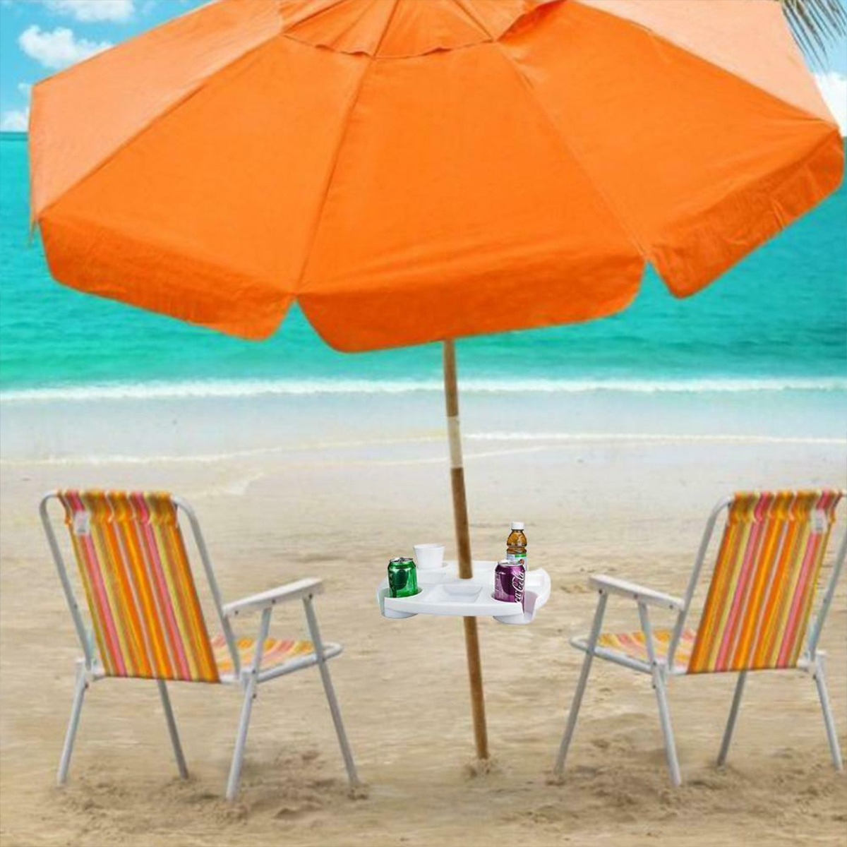 Soporte Posa Vaso Bandeja Mesa Para Sombrilla Playa Cómoda - Imagen 5
