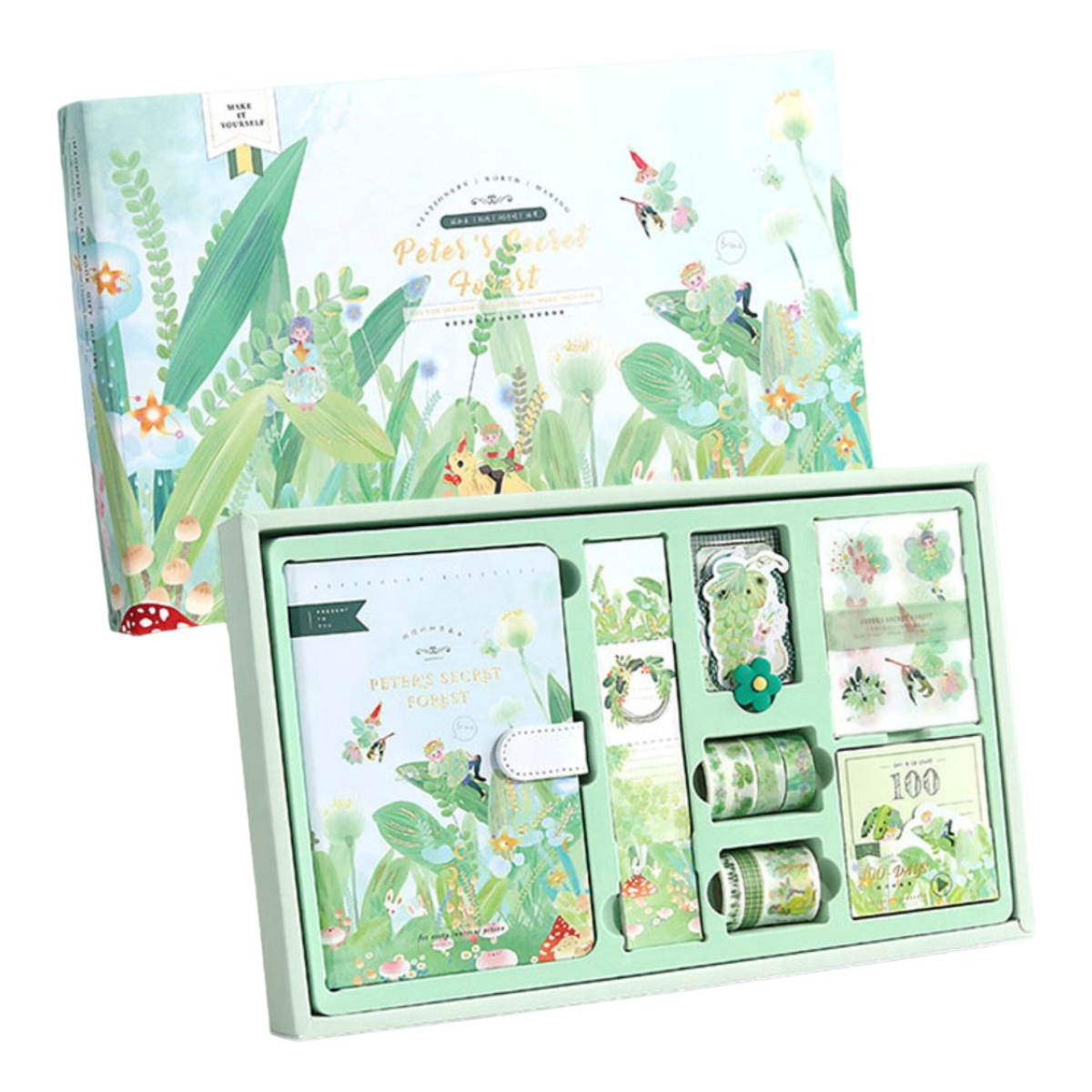 Set Cuaderno Diario Intimo + Stickers Reglas Cintas Y Más - Imagen 1