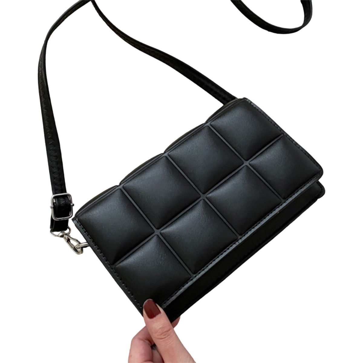 Bandolera Cartera P/ Mujer A Cuadros Capitoneada Moderna - Imagen 13