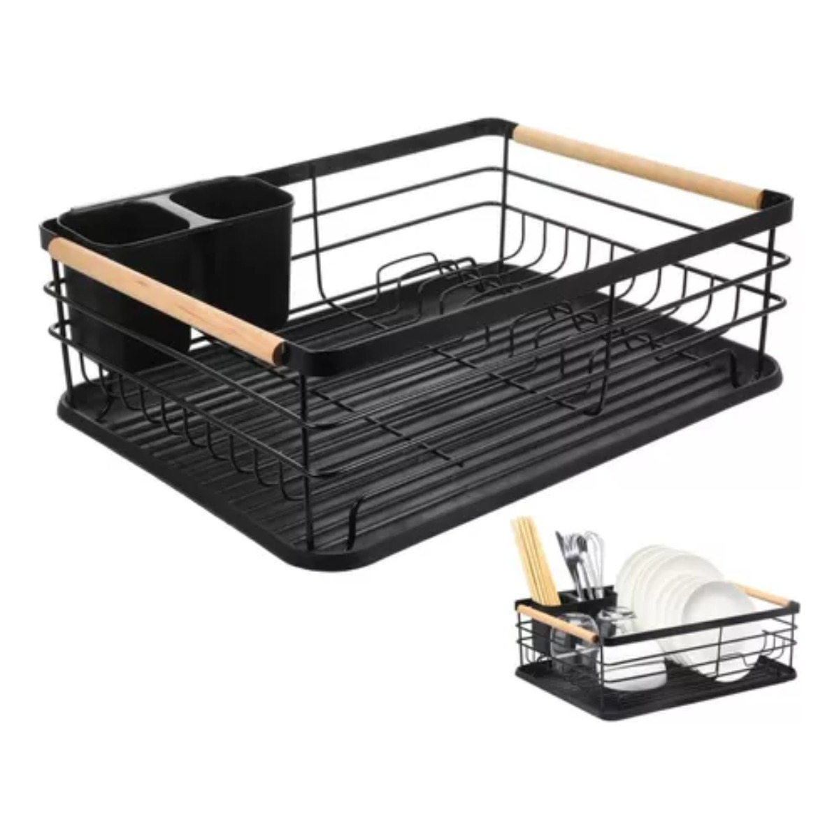 Escurridor Escurre Platos Asas De Madera Acero Inox - Imagen 6