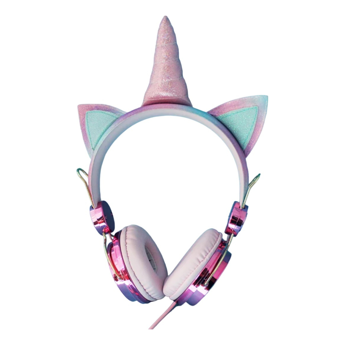 Auricular Infantil Unicornio Con Orejas Colores Con Cable - Imagen 1