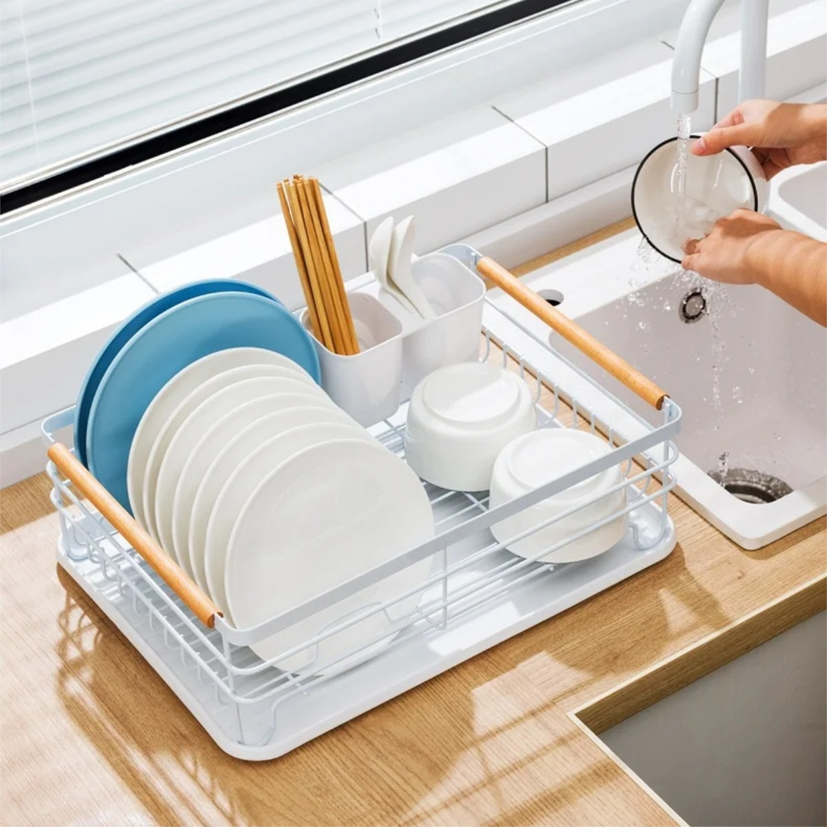 Escurridor Escurre Platos Asas De Madera Acero Inox - Imagen 16