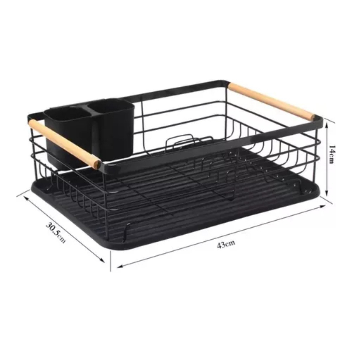 Escurridor Escurre Platos Asas De Madera Acero Inox - Imagen 2
