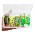 Kit 5 Señuelo Rana De Goma, Anti Enganche 6cm + Caja - Imagen 3