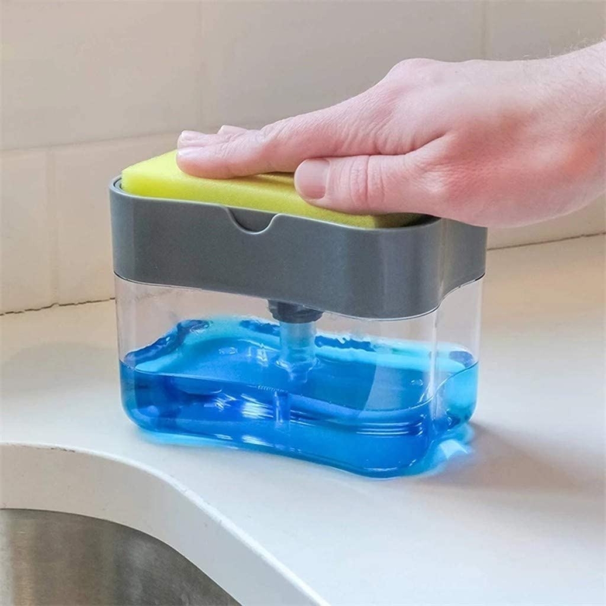 Soporte + Esponja Lava Platos Dispensador Detergente Jabón - Imagen 20