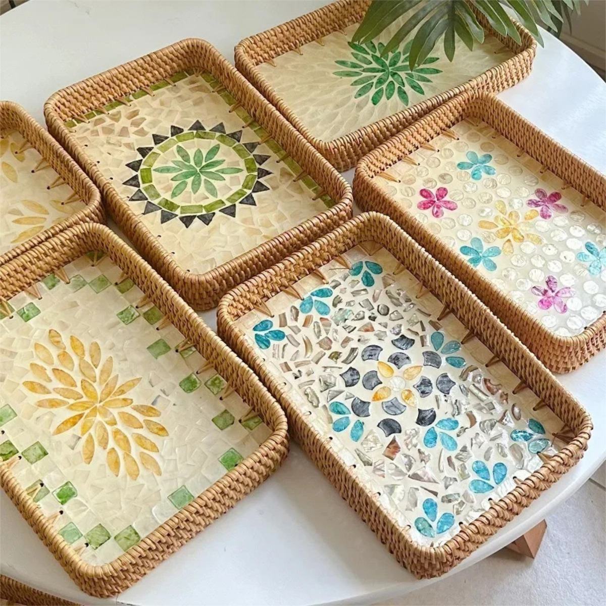 Bandeja Decorativa En Rattan Varios Diseños - Chica - Imagen 18