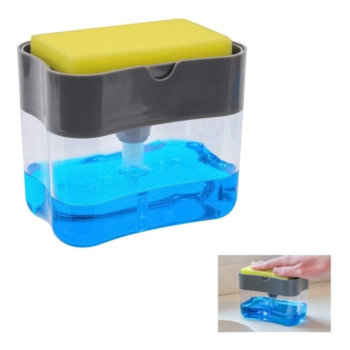 Soporte + Esponja Lava Platos Dispensador Detergente Jabón - Imagen 4