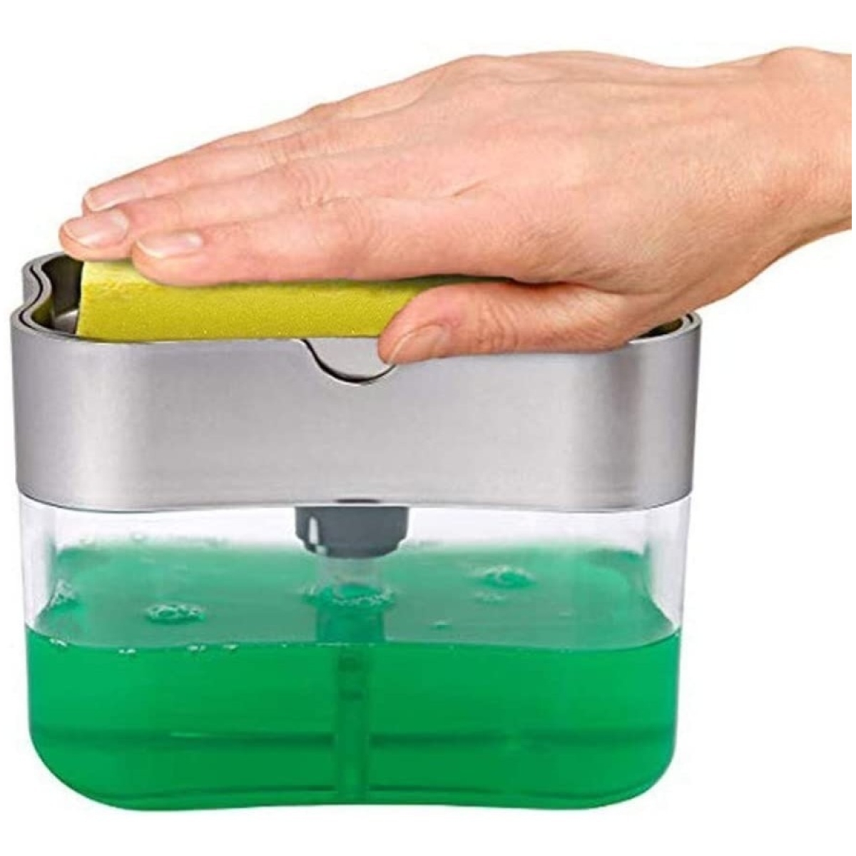Soporte + Esponja Lava Platos Dispensador Detergente Jabón - Imagen 7