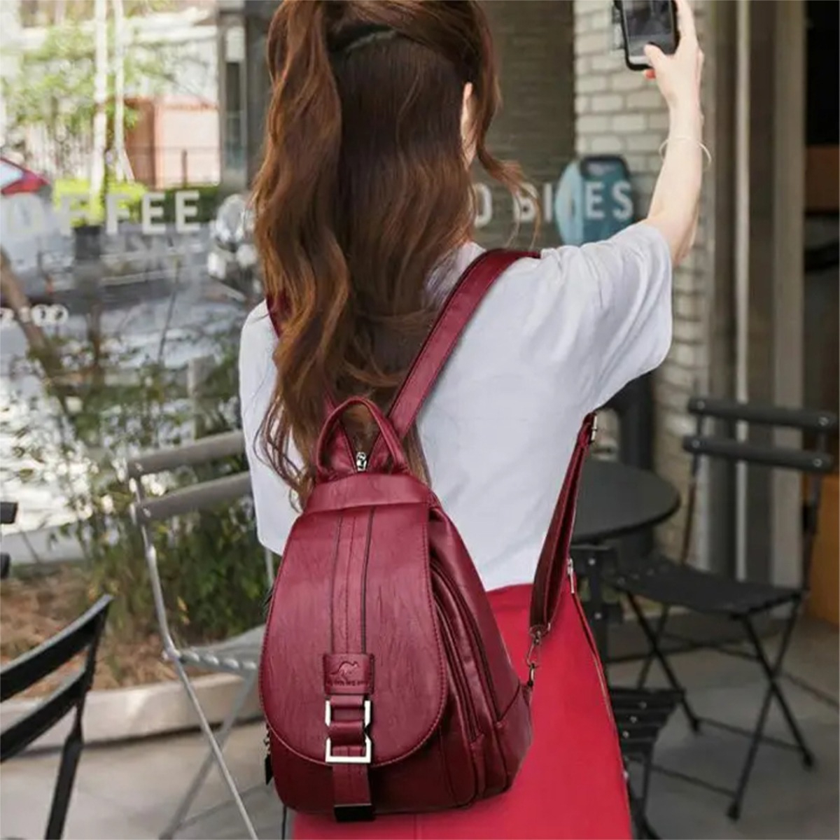 Mochila Cartera Urbana En Cuero Pu Sin Acceso Delantero - Imagen 2
