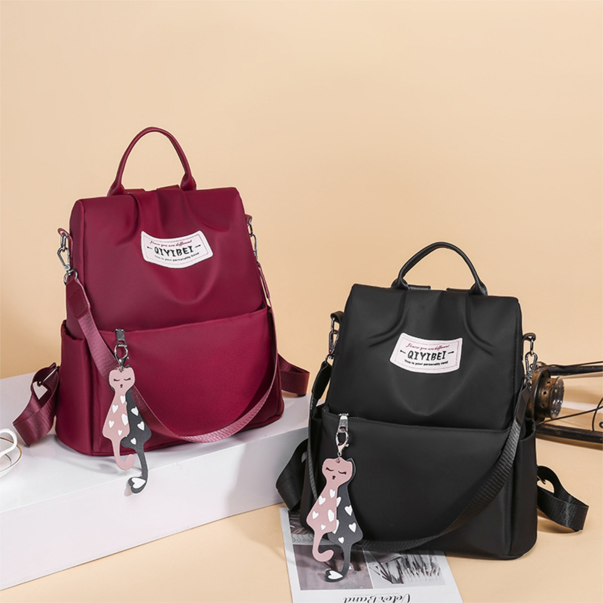 Mochila Bolso Urbana Para Mujer Diseño Liso Antirrobo - Imagen 2