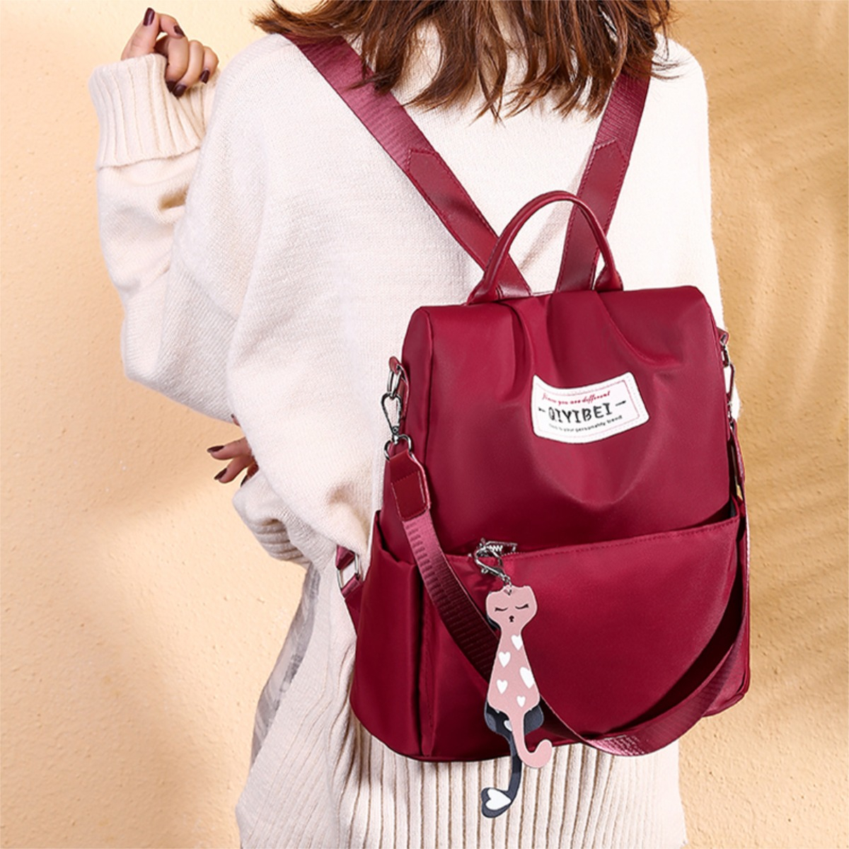 Mochila Bolso Urbana Para Mujer Diseño Liso Antirrobo - Imagen 3