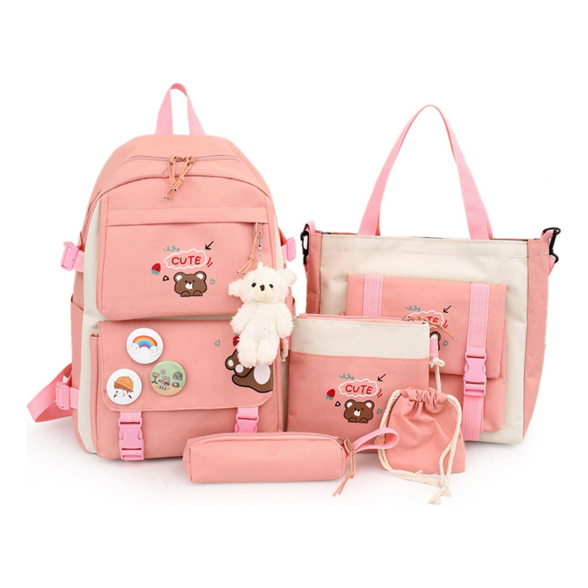 Set Mochila Y Bolso De 5 Piezas Escolar Niño Niña Infantil - Imagen 7