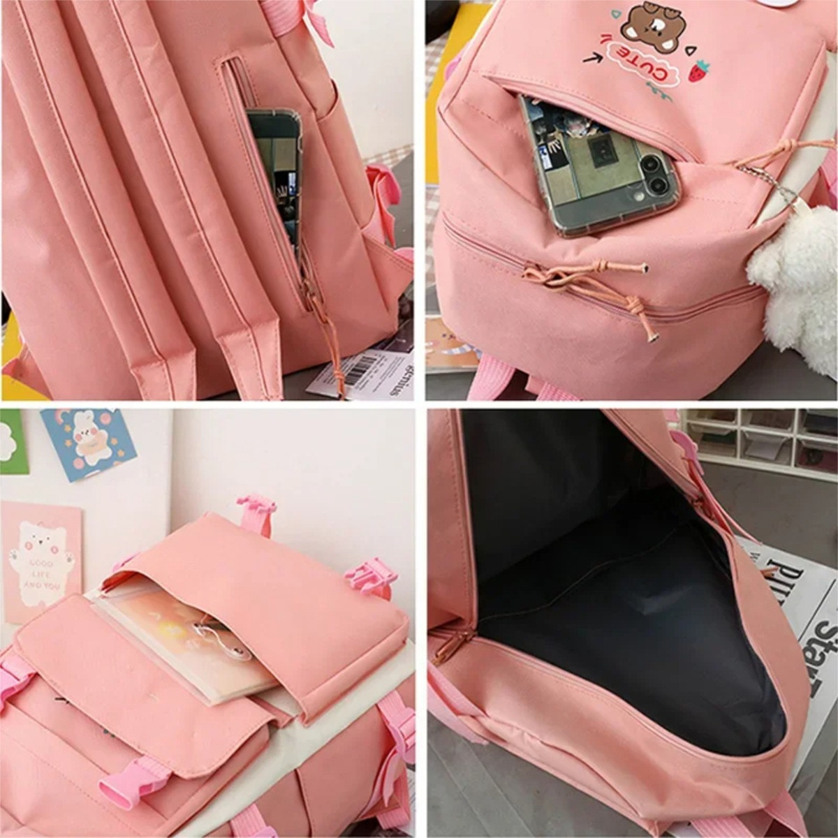 Set Mochila Y Bolso De 5 Piezas Escolar Niño Niña Infantil - Imagen 11