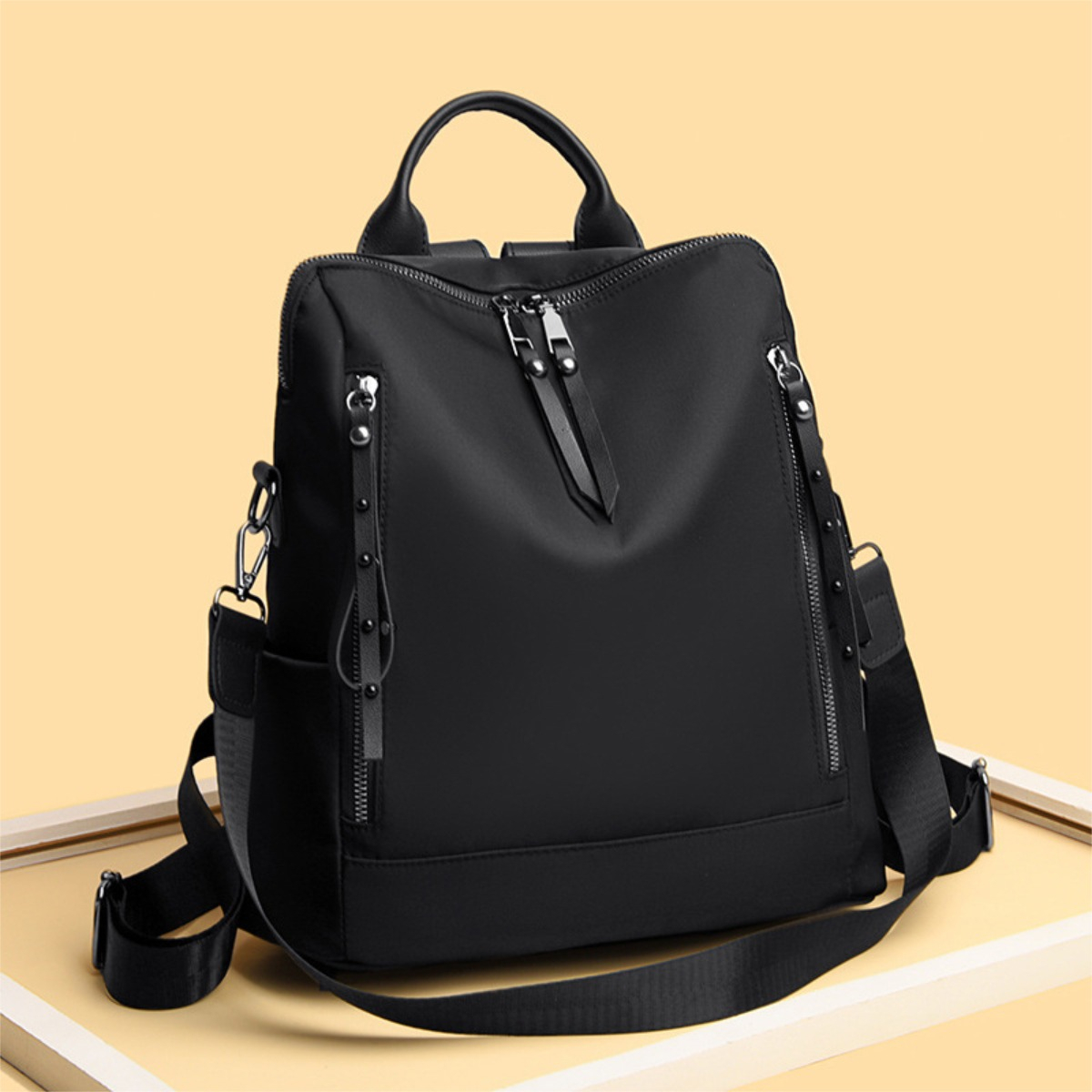 Mochila Doble Bolsillo Exterior Dama Cartera Gran Capacidad - Imagen 11